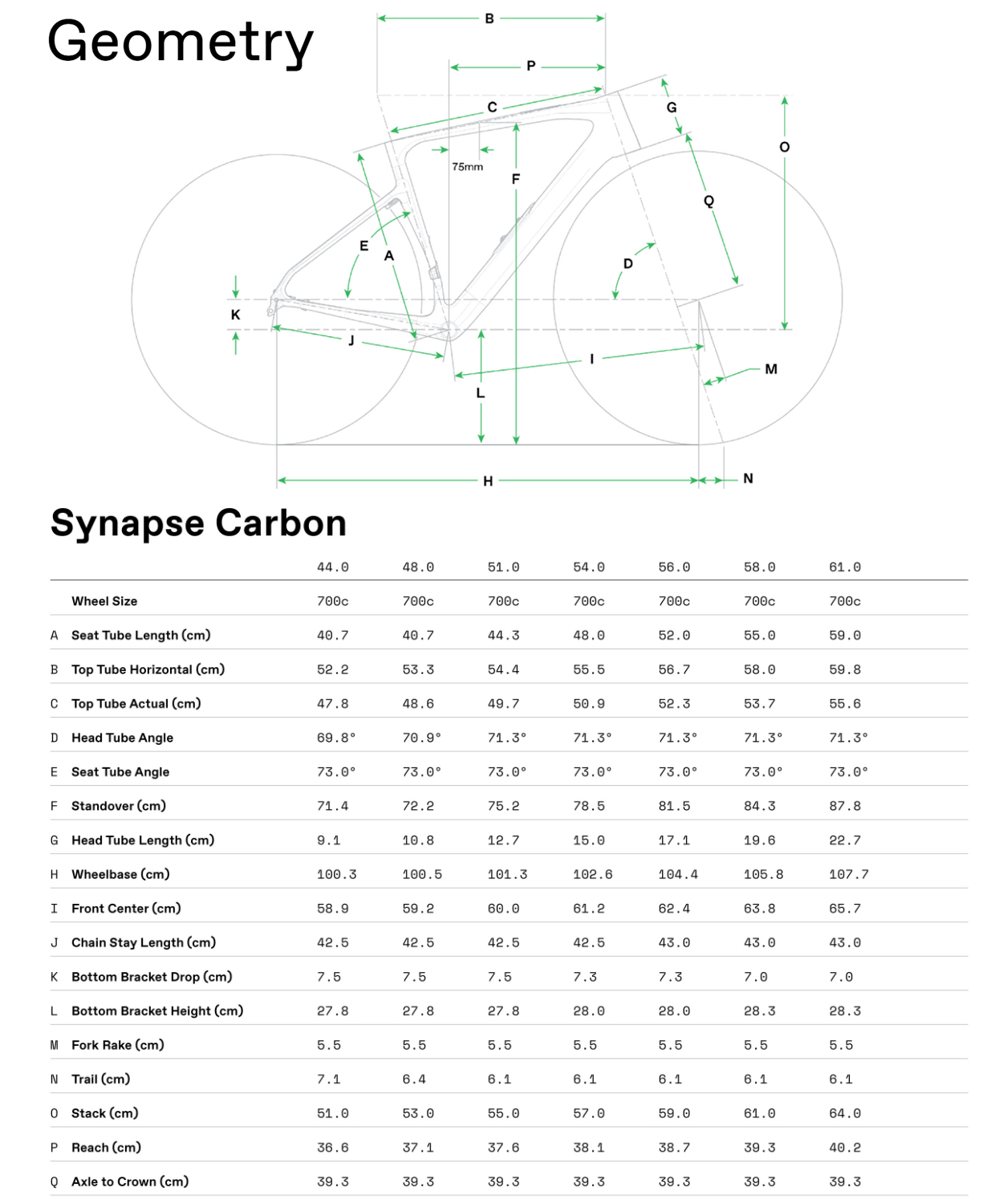 Cannondale Geometry