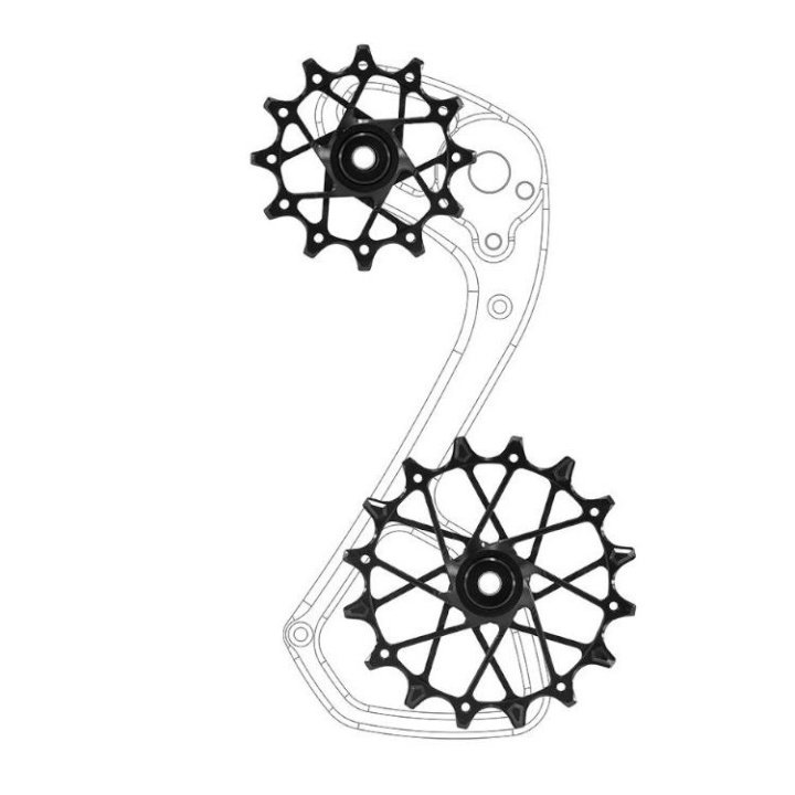 Garbaruk Pulley Wheels för Shimano 11sp med Garbaruk Cage 11T+16T Black Bakväxeltrissor i gruppen Komponenter / Växlar / Reservdelar bakväxlar hos CykelCity (52413)